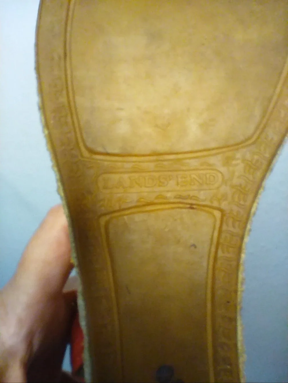 Vintage Lands' End red open-toe espadrille wedge sandals. Size 8